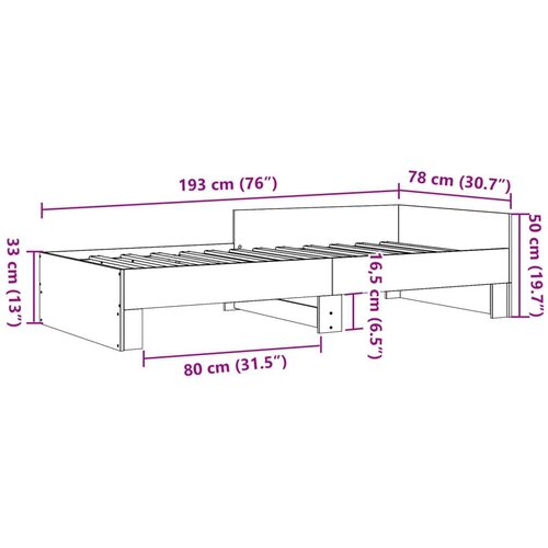 vidaXL Posteljni okvir bel 75x190 cm inženirski les Cene