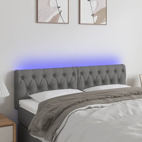 VidaXL LED uzglavlje tamnosivo 144 x 7 x 78/88 cm od tkanine Slike