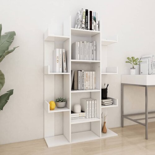 VidaXL Knjižna omara bela 86x25,5x140 cm iverna plo&amp;scaron;ča Slike