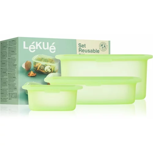 Lékué Set of 3 Reusable Silicone Boxes set za shranjevanje živil