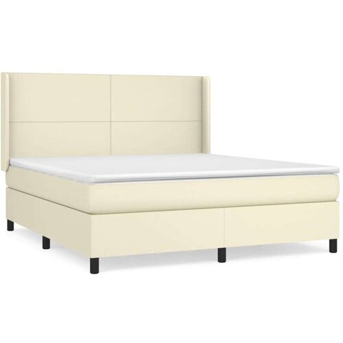 Krevet s oprugama i madracem krem 160x200 cm od umjetne kože Slike