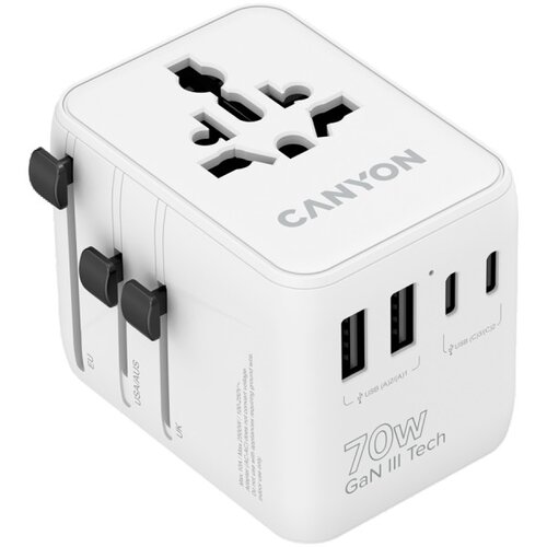 Canyon Travel Adapter OnTour 70 EUUKUSAUS 70W White ( CNS-TA70W1006W ) Cene