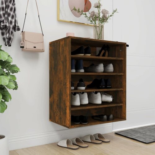 The Living Store Omarica za čevlje dimljeni hrast 60x35x70 cm konstruiran les - Omarica Za Čevlje, (21435032) Cene