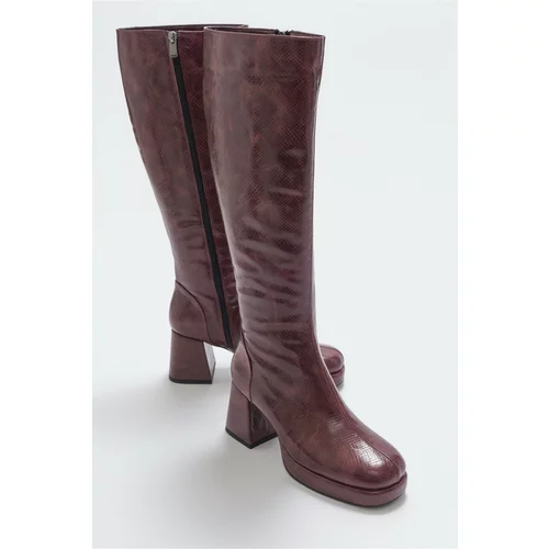 LuviShoes Noote Claret Red Print Women's Boots