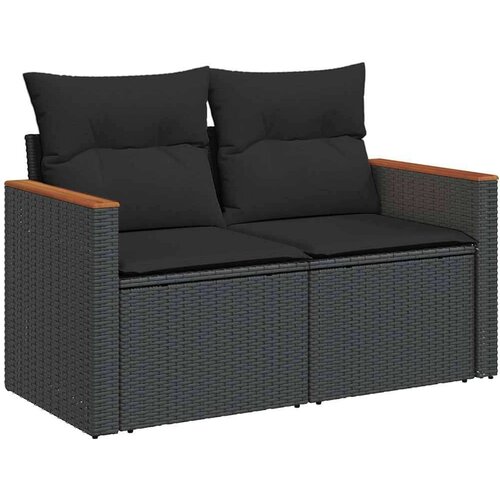  9-dijelni set vrtnih sofa s jastucima crni od poliratana bagrem Slike