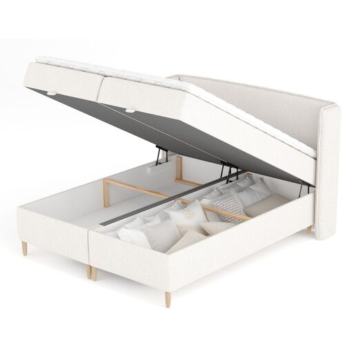 Maison de R&amp;ecirc;ve Kremno bela boxspring postelja s prostorom za shranjevanje 180x200 cm Monpelli &amp;ndash; Slike