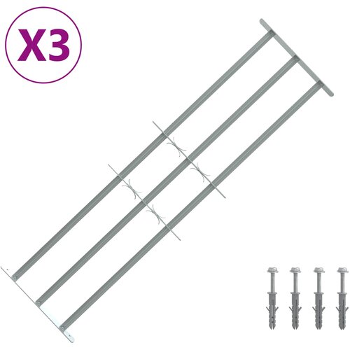  Sigurnosna re&amp;scaron;etka za prozore s 3 poprečna okvira 3 kom. Srebrna 930-1740 mm Slike