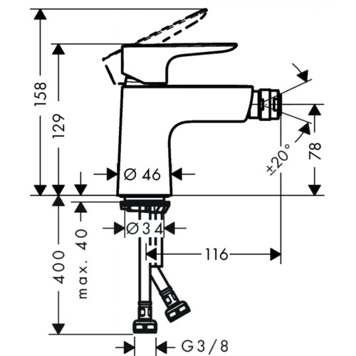 Hansgrohe enoročna armatura za bide TALIS E (71721000) Slike