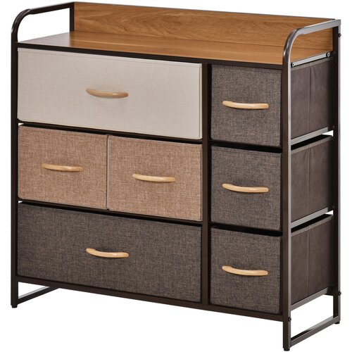 HOMCOM omarica s 7 zložljivimi predali, s tkanino in policami iz MDF, pohištvo za dnevno sobo, 80x29x78,5cm, večbarvna, (20754165) Cene