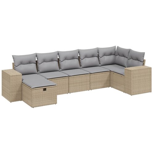 Maison Chic Seti vrtnega pohištva - Vrtna garnitura - Vrtni pohištvo set 7-delna z blazinami bež poli ratan, (21803234) Cene