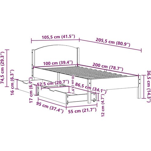 vidaXL Okvir kreveta bez madraca voštano smeđi 100x200 cm od borovine Cene
