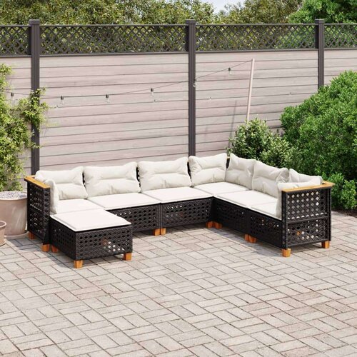 vidaXL Vrtna sedežna garnitura 7-delna z blazinami črn poli ratan Cene