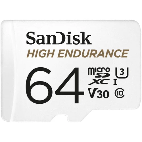 San Disk High Endurance video microSDHC 64GB + SD Adapter Full HD / 4K video, do 100/40 MB/s C10, U3, V30