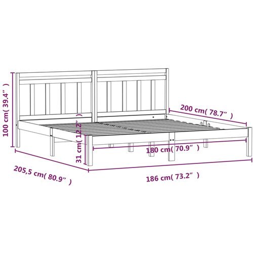  Okvir za krevet od masivnog drva 180x200 cm veliki bračni Slike