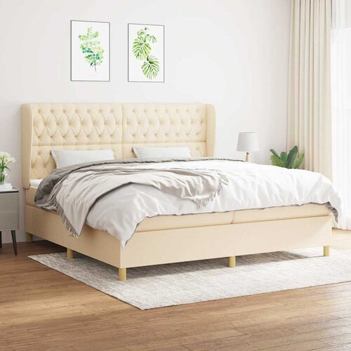  Krevet s oprugama i madracem krem 200 x 200 cm od tkanine Cene