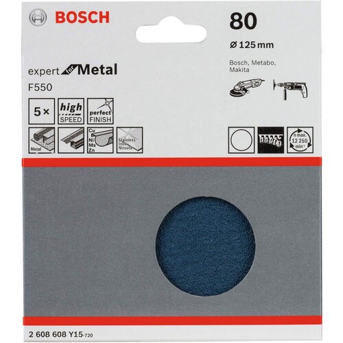 Bosch brusni list F550, pakovanje od 5 komada 125 mm, 80 pakovanje od 5 komada - 2608608Y15 Slike