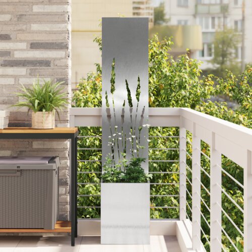 vidaXL Vrtni Sadič s Dekorativnom Pločom Srebrna 32 x 140 cm Cijene
