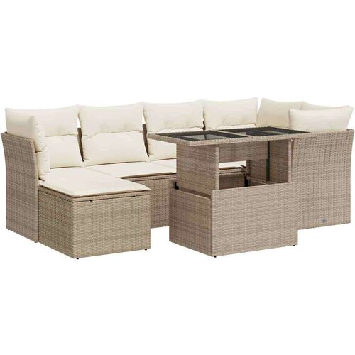 vidaXL 7-dijelni set vrtnih sofa od poliratana s jastucima bež Cijene