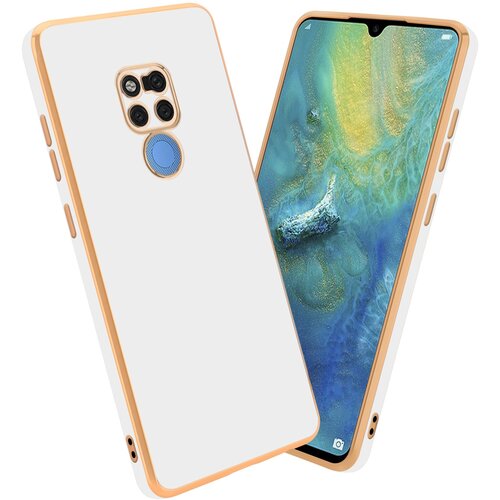 Cadorabo Ohi&scaron;je, združljiv s Huawei v sijajnem belem - zlatu - za&scaron;čitni pokrov iz fleksibilnega silikona TPU in z za&scaron;čito pred kamero, (20602957) Cene