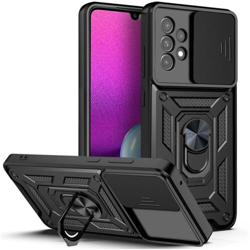 Onasi Silikonski ovitek Armor Ring z zaščito kamere za Samsung Galaxy A54 - črn Cene