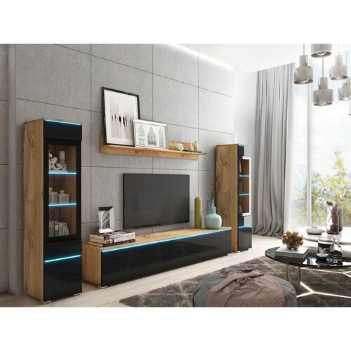 P &amp;amp; B Dnevni Regal Vera, Črna, Barva Hrasta, 4-Delno, Led Slike