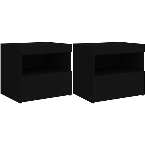 vidaXL Noćni ormarići s LED svjetlima 2 kom crni 50 x 40 x 45 cm Cijene