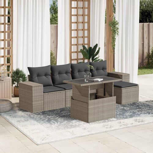  6-dijelni set vrtnih sofa od poliratana s jastucima svjetlosivi Cijene