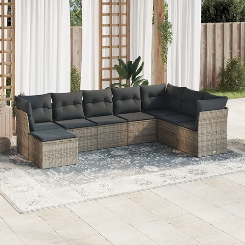 vidaXL 8-dijelni set vrtnih sofa od poliratana s jastucima sivi Cijene