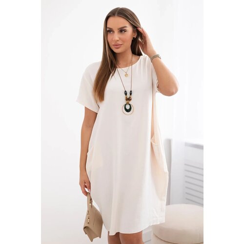 Kesi Włoski Dress with pockets and pendant light beige Slike
