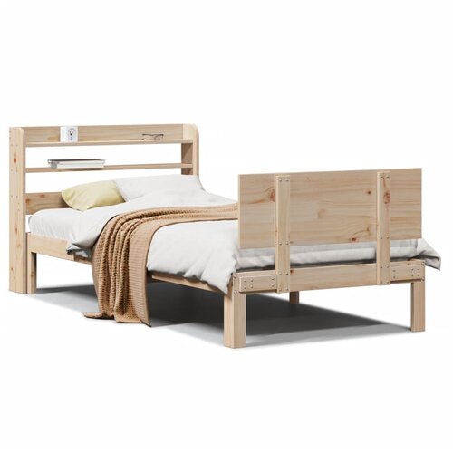 vidaXL Posteljni okvir z vzglavjem 90x200 cm trdna borovina Cene