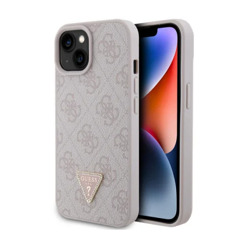 Guess Trdo ohišje za Apple iPhone 15 Triangle Strass 4G, Roza, (21244245)