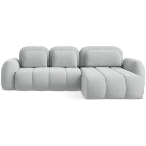 Makamii Svijetlo siva sklopiva/s prostorom za odlaganje kutna garnitura od bouclé tkanine (s desnim kutom/s ležaljkom) Pele – Cijene