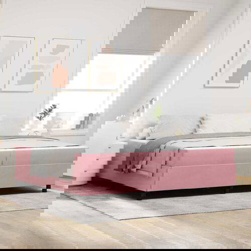 vidaXL Konstrukcija postelje Roza in bela 200 x 200 cm Žamet Cene