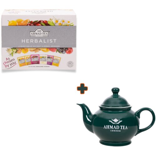 Ahmad Tea čajnik zeleni, 445 ml + Čaj Herbalist Mix Box, 115g Cene