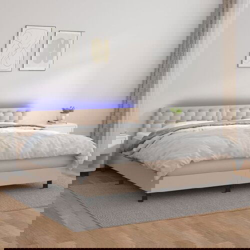  The Living Store Box spring postelja vzmetnico LED kapučino 180x200 cm um. usnje - Box Spring Postelja, (21521075) Slike