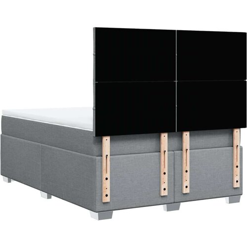 VidaXL Krevet s oprugama i madracem svjetlosivi 140x190 cm od tkanine Slike