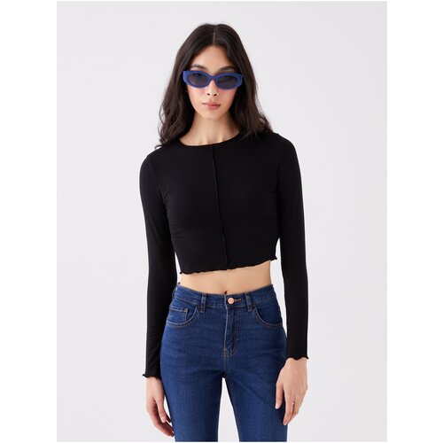 LC Waikiki Crew Neck Straight Long Sleeve Crop Women's T-Shirt. Slike