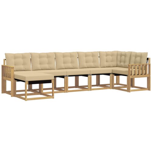 vidaXL Zunanja garnitura za sedenje z blazino 7 pcs Bela in bež, (5000280006) Cene