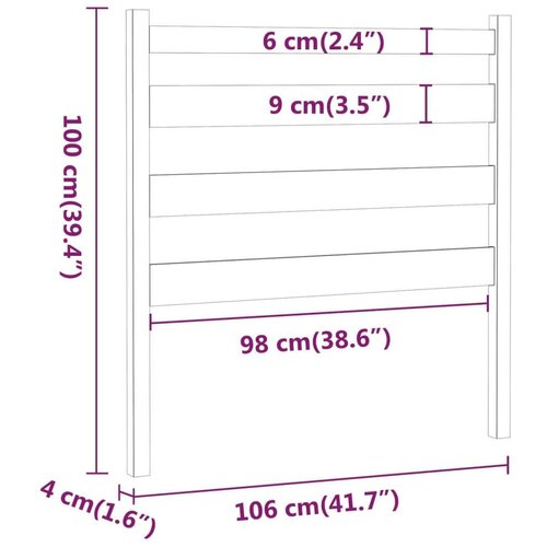  Uzglavlje za krevet bijelo 106 x 4 x 100 cm od masivne borovine Slike
