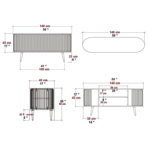 Kalune Design Hanah Home TV komoda Stor 322RTC2183 Slike