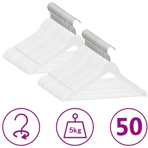 vidaXL 50-dijelni set vješalica protuklizni bijeli od tvrdog drva Cene