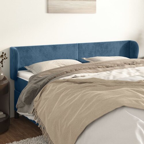 vidaXL Vzglavje z ušesi temno modro 163x23x78/88 cm žamet Cene