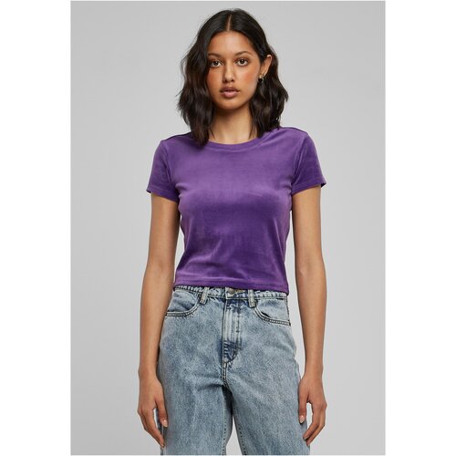UC Ladies Women&amp;#039;s short velvet T-shirt in purple color Slike