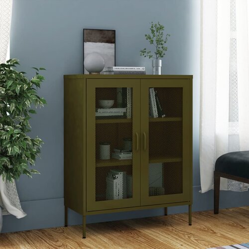  The Living Store Omara za shranjevanje olivno zelena 80x35x101,5 cm jeklo - Omara, (21493909) Cene