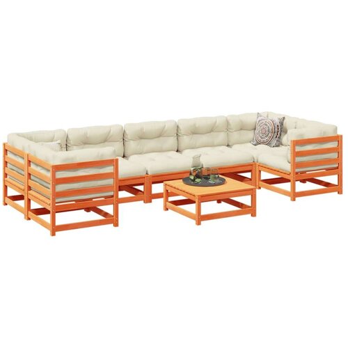  8-dijelni set vrtnih sofa vo&amp;scaron;tano smeđi od masivne borovine Slike