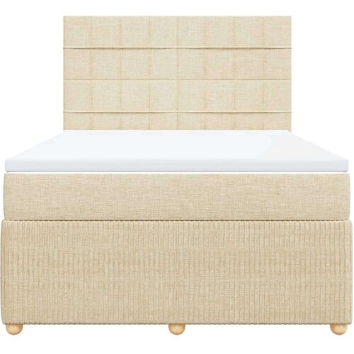 VidaXL Krevet s oprugama i madracem krem 140x200 cm od tkanine Slike