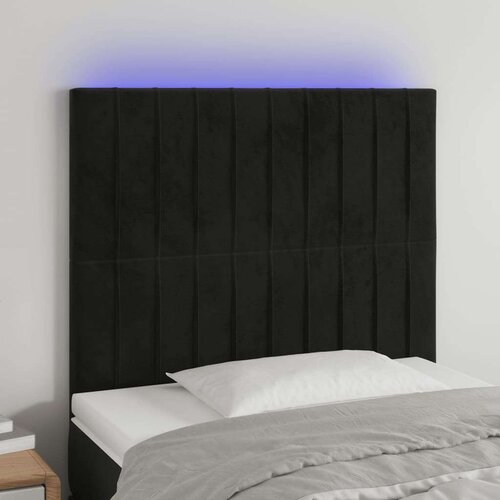 Posteljno vzglavje črno 100x5x118/128 cm žamet, (20794076) Slike