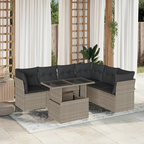 vidaXL 7-dijelni set vrtnih sofa svjetlosivi od poliratana Cijene