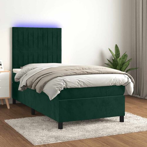 box spring s madracem LED tamnozeleni 90x190 cm baršun Cene