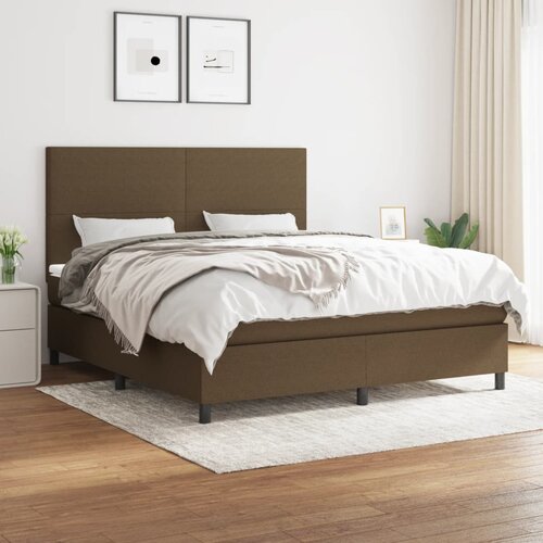 VidaXL Box spring postelja z vzmetnico temno rjava 180x200 cm blago Slike